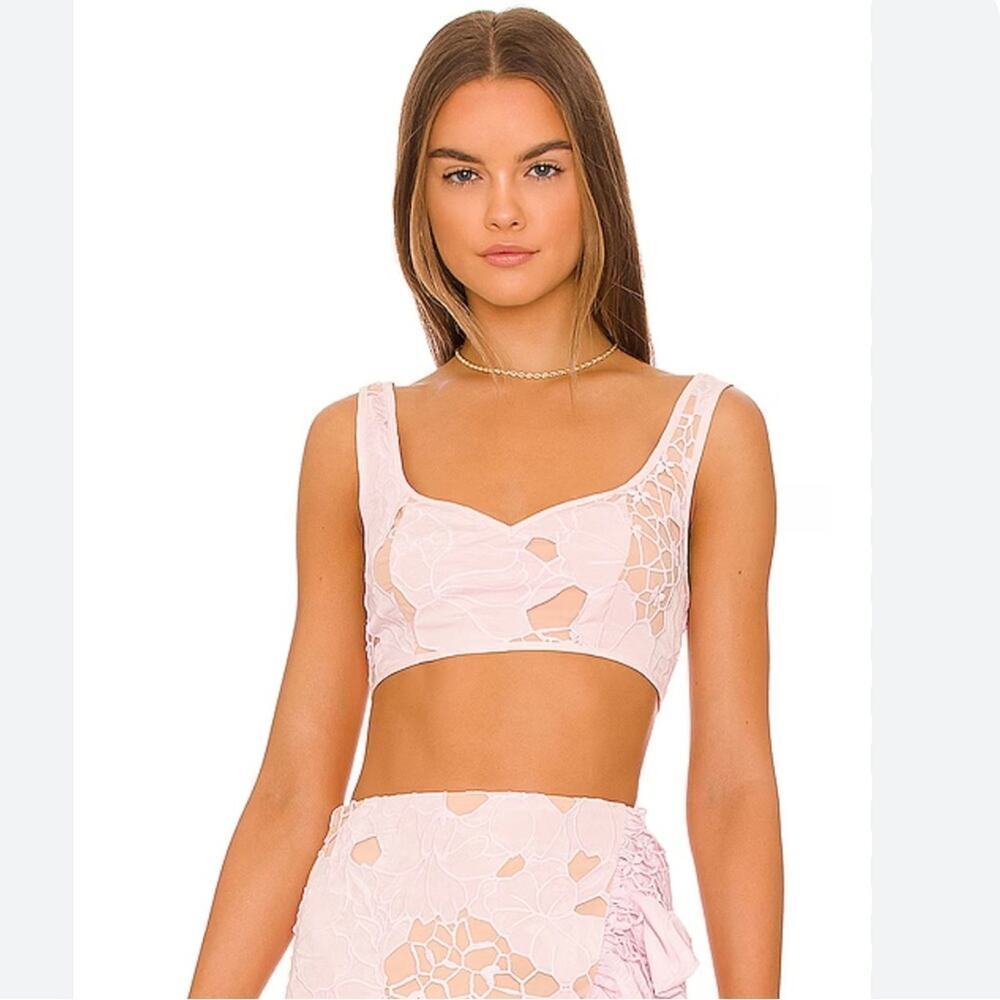 NBD Pink Embroidered Corinna Crop Top Small NWT